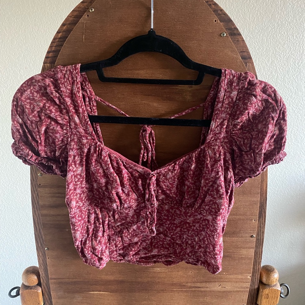 Floral Red Puff Sleeve Top